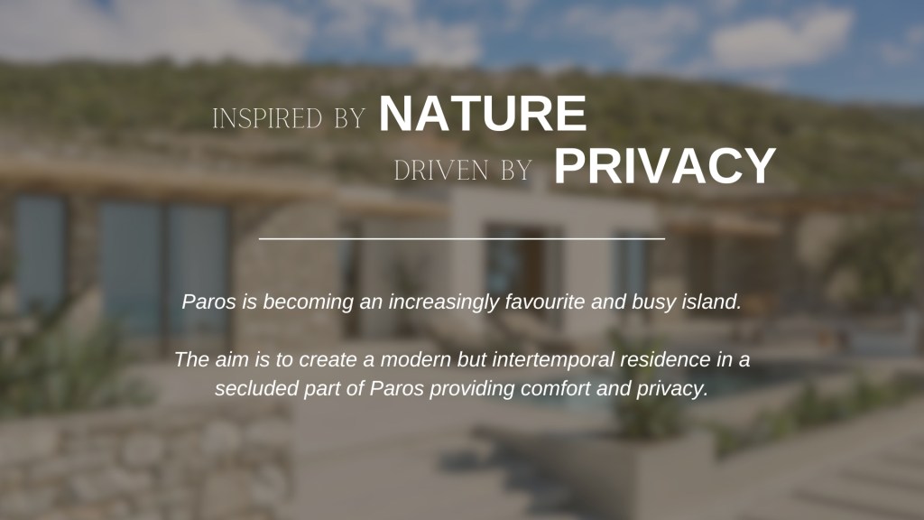 Concept image introducing Villa THEROS in Paros Greece